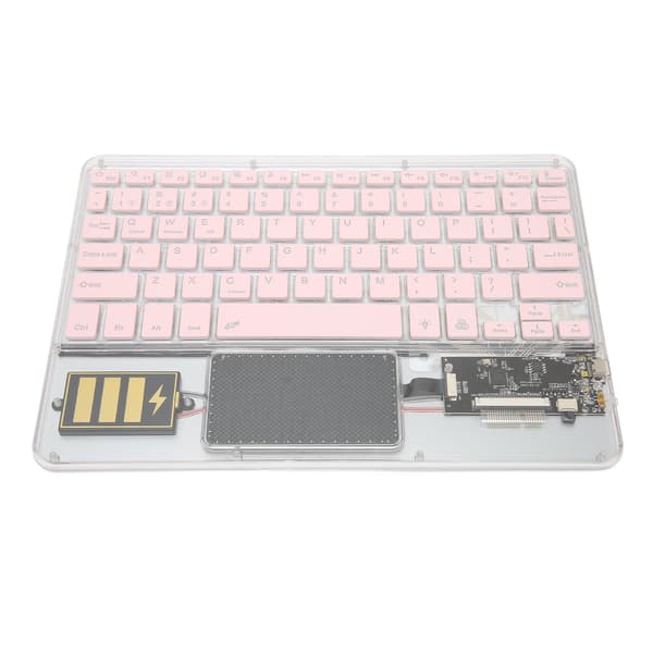 Trådløst Bluetooth-tastatur Multifunksjonelt akryltastatur for Windows for Android for IOS Rosa