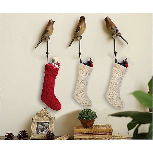 Twiststickad Julstrumpa Set Enfärgad Vit Elfenben Klassisk Dekoration 45,72 cm, 2-delars Set