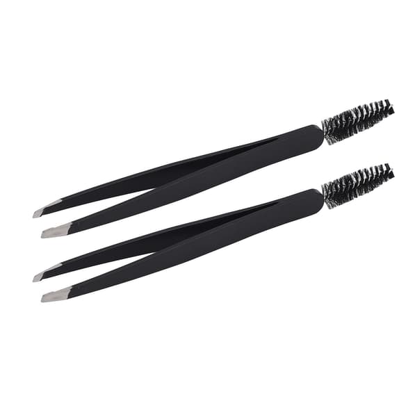 2 STK Øjenbrynspincet Sort Rustfrit Stål Ergonomisk Design Øjenvippepincet til Makeup