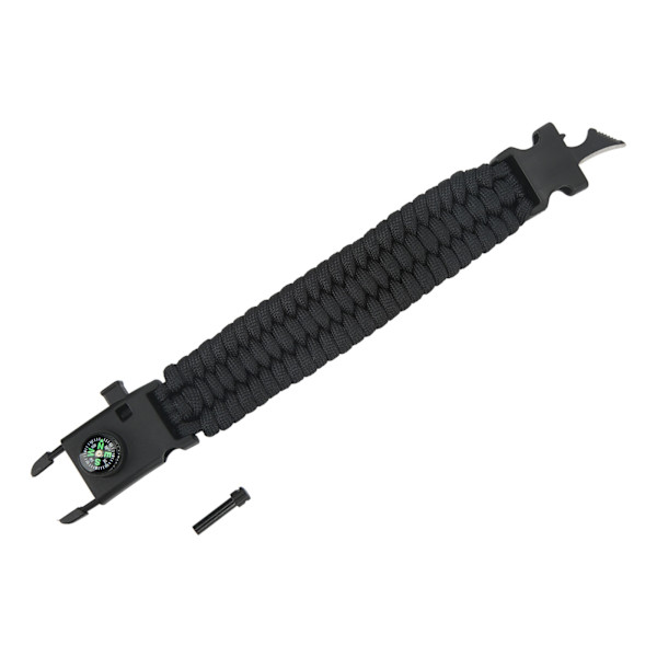 Paracord Survival Bracelet - Monitoiminen retkeilyyn tarkoitettu selviytymisranneke, jossa on kannettava kompassi, piikivi ja 3-säikeinen punos L