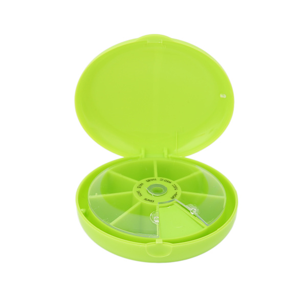 Seven Grids Roterende Pills Box Runde 7 rum Piller Organizer til Home TravelGreen