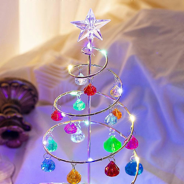 Metallinen LED-joulukuusi koristeellisella tähtipallolla, 26 cm, väri