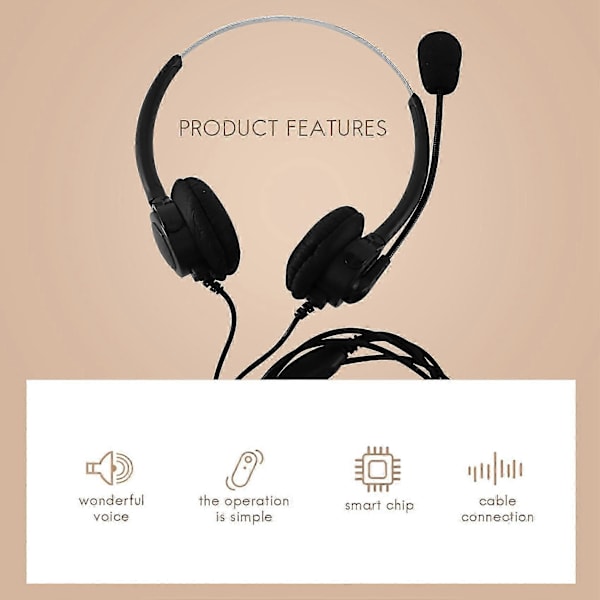 VH500D RJ9 Bilateralt Headset Handsfree Callcenter Brusreducerande Sladdanslutet med Justerbar Mikrofon f