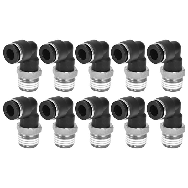 10 stk pneumatiske konnektorer L form retvinklet udvendigt gevind Hurtig rørfittings Luftkompressor tilbehør6 02