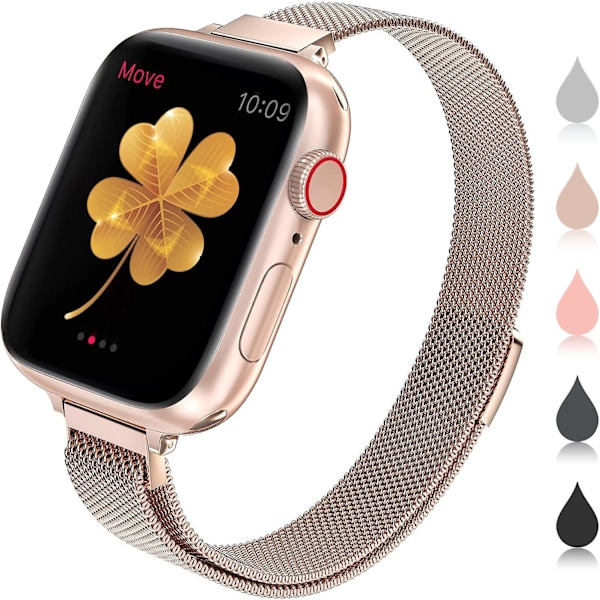 Apple Watch Rem Series SE 7 6 5 4 3 2 1 38mm 40mm 41mm, Slank & Tynn Mesh Magnetisk Lås Reim i Rustfritt Stål Erstatningsrem for Kvinner og Jenter til iWa