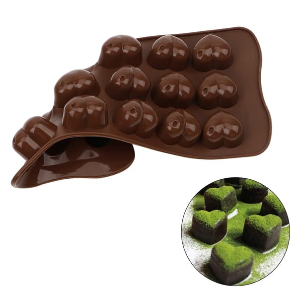 15 rum silikone hjerteform chokoladeform slik kiks kage bageform