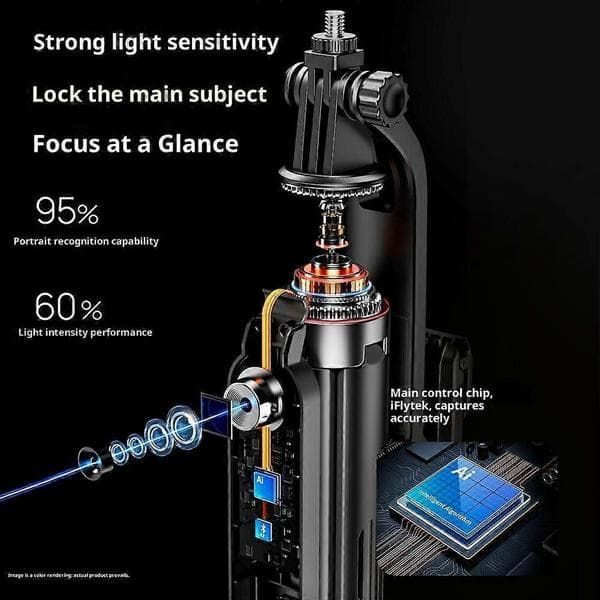 Q625 1.83m Bluetooth-compatible Four-legged Selfie Stick with AI Tracking, H-shaped Dual Fill Light, and Anti-shake Function