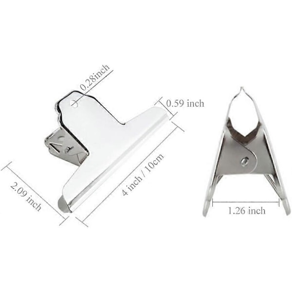 10 cm / 4\" Stora Stålklämmor, 4-pack Silver Metall Gemklämmor för Hemmakontor Skola (Fyrkantig)