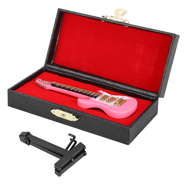 Gitardekorasjon Miniatyrpynt Mini Musikk Instrument Modell Gave Rosa 10cm
