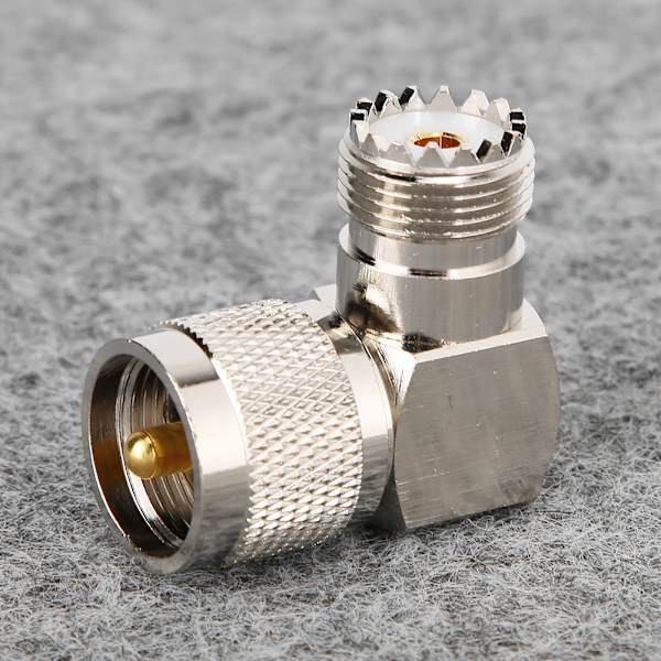 2st UHF hane PL259 till hona SO239 rätvinklig RF koaxialadapter kontaktomvandlare
