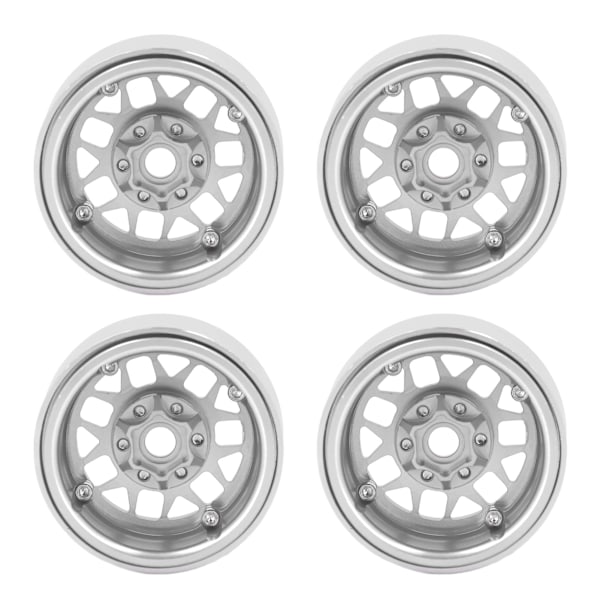 4 stk 1,9 tommers RC Beadlock felger i aluminiumlegering for Axial SCX10 90046 AXI 03007 1/10 RC Crawler Sølv