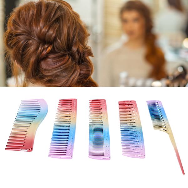 5 stk Space Aluminium Fargerig Gradient Haircut Kam Salon Frisør Kam Styling Tool