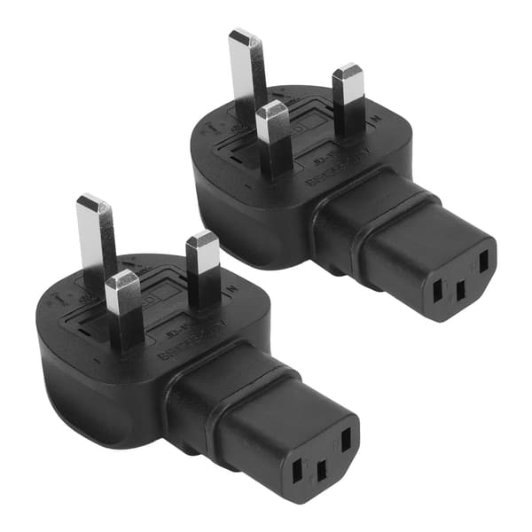 2 stk. UK-plugg til IEC320 C13 strømadapter strømledning adapterkontakt for bærbar datamaskin 100-250V