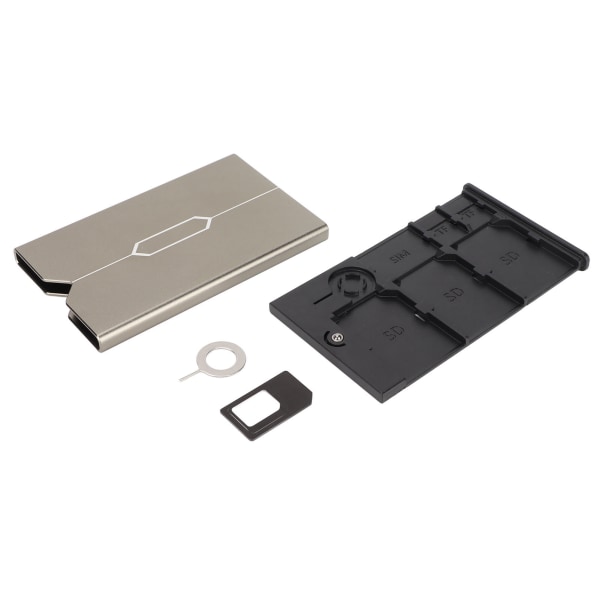 Alumiininen SIM- case, suurikapasiteettinen, iskunkestävä pieni kannettava muistikortin case kotitoimistoon