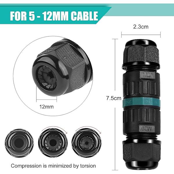 Vedenpitävä IP68 2-suuntainen ulkosähköliitäntärasian set 4 kpl, yhteensopiva Domino Waterproof -liitäntärasian kanssa 5-12mm