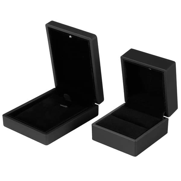 LED Smyckesdisplay Hänge Halsband Presentförpackning Ringfodral Förlovning Bröllopsförråd Svart