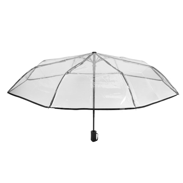 Klar automatisk sammenklappelig paraply 8 ribber 3 folde sort kant transparent auto åben luk paraply til udendørs rejse bryllup