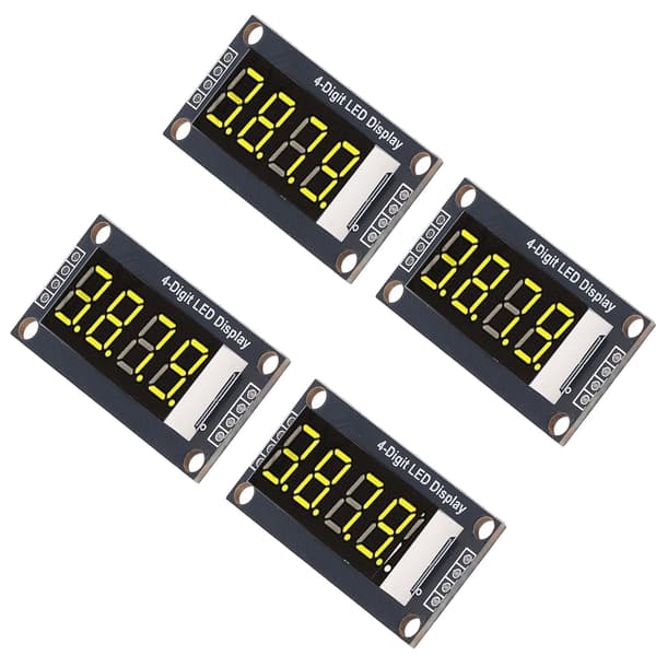 4 uppsättningar digitala rördisplaymoduler LED 4-siffrig 7-segment 0,36 tum TM1637 drivkrets gul MRA110C