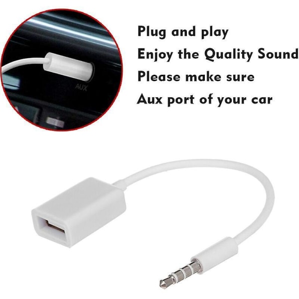 USB Aux Audio -kaapelisovitin 3,5 mm uros-2,0 naaras -automuunninjohto