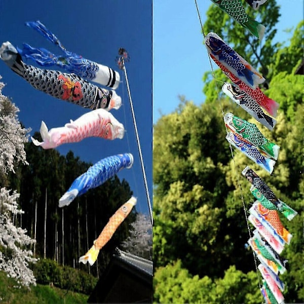 Japansk Nobori Koinobori Karpe Streamer Vindpose Fisk Flag Drage - 55cm Boligindretning Sort
