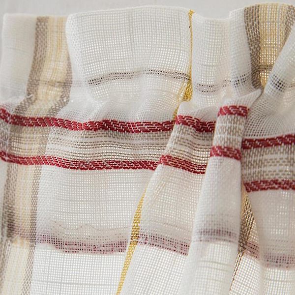 Tankotasku ruudullinen pellavainen ikkunaverho punainen 137 x 91,5 cm