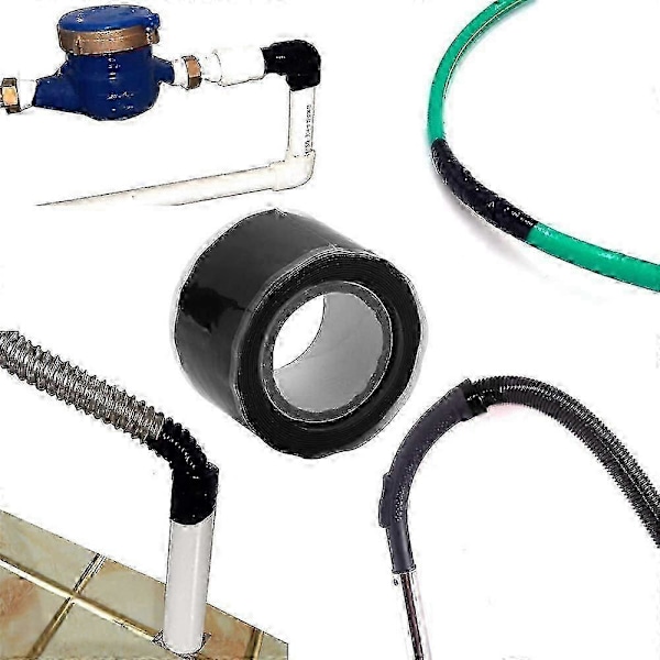 3 st Reparationsförsegling Vattentät Tejp Självsmältande Silikonisoleringstejp för Elektriska Sladdar, Rörledningar & Vattenslangläckor. Sträck, Linda & Försegla