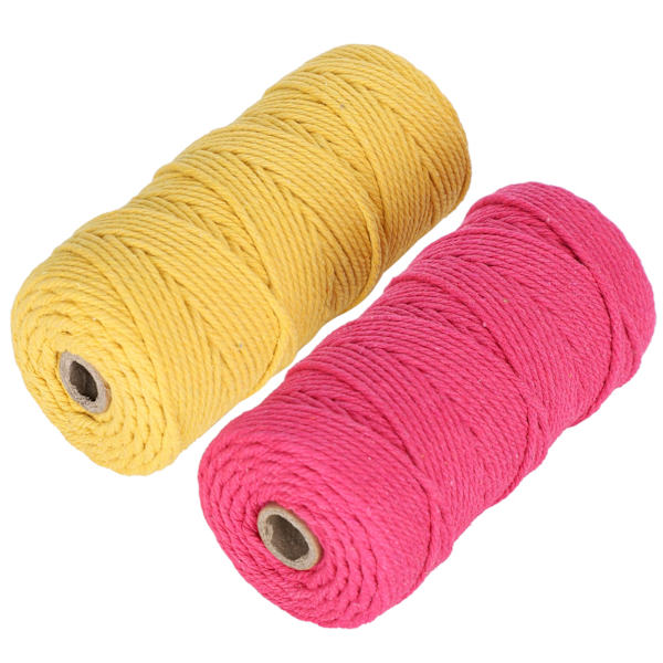 Naturlig bomullsrep Macrame-sladd enkelsträng stickgarn hantverk DIY 3mm 100meter