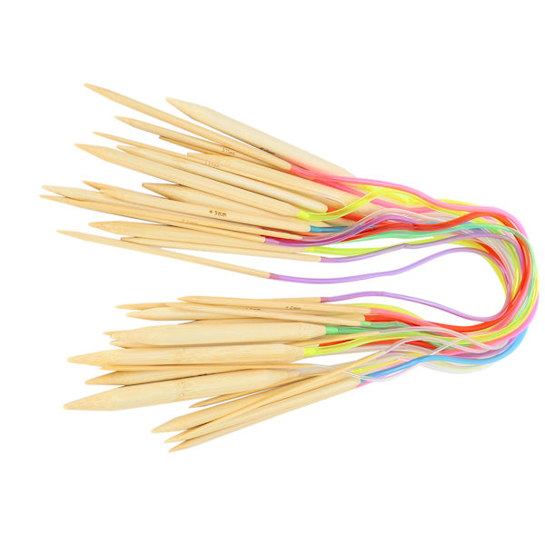 18 st rundstickor dubbelspets bambu färg flexibel röranslutning stickningsverktyg set (60 cm)