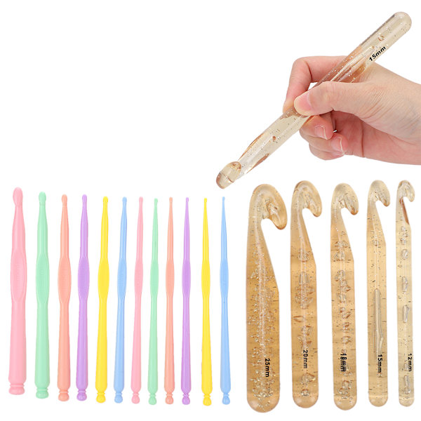17 st virknålsset kristall virknålar DIY stickningsverktyg tröja nålstickningstillbehör