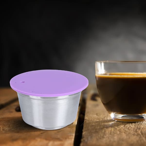 Gjenbrukbar, påfyllbar kaffekapselkopp i rustfritt stål, passer til Dolce Gusto kaffemaskin, lilla