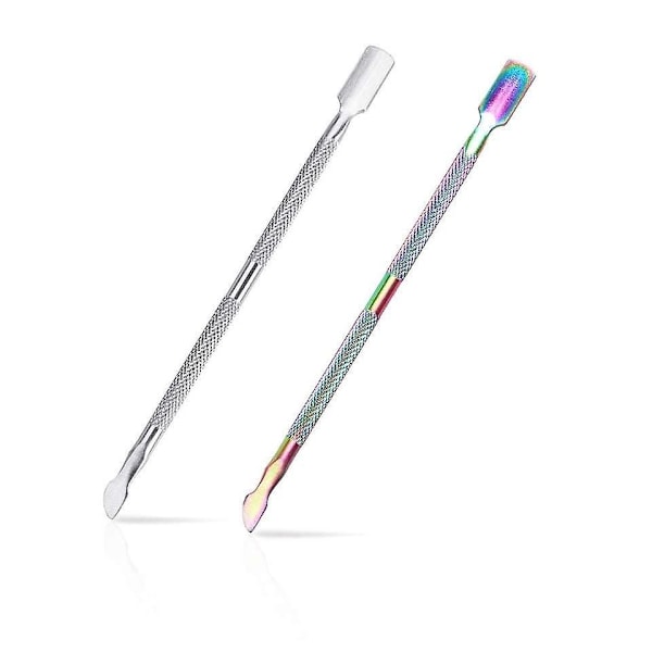 Stainless Steel Dual Head Cuticle Pusher and Cutter - 2 Pieces