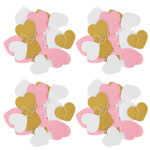 4 stk. Papir Garland Hængende Dekoration Garland til Jubilæum Bryllup Valentinsdag (Hjerte 7,8 cm 3,1 tommer)