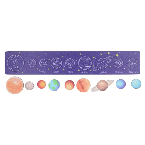 Solsystem Modelplade Lang Blå Baggrund Videnskabelig Pædagogisk Træ Solsystem Puslespil Legetøj til Drenge Piger Rød Sol