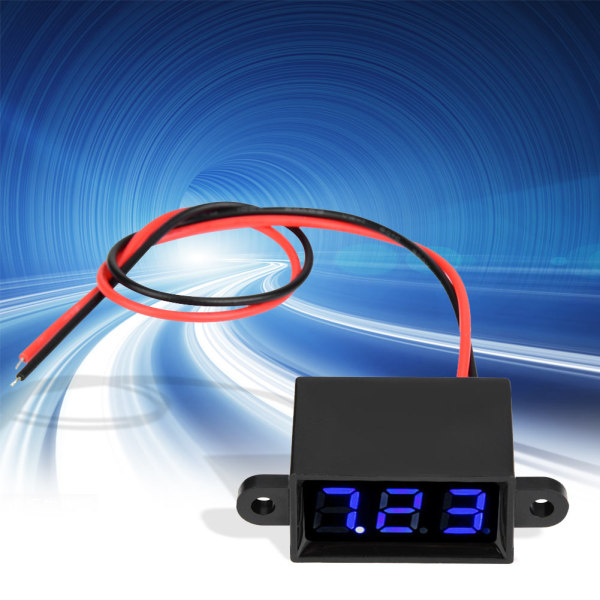 Digital voltmeter 0,28 tommer to-leder DC 3,0-30V LED-skjermspenningsmåler Vanntett (blå)