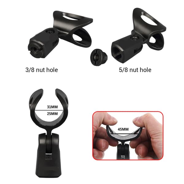 2 STK Plast Universal Mikrofon Clip Holder Fleksibel Klemme til Mikrofon