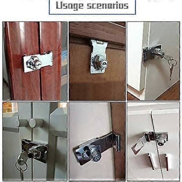 2-pack 7,6 cm Låsbara Haspar med Nyckel, Vridknapp, Låsbar Hasp för Små Dörrar, Skåp och Mer, Rostfritt Stål, Krompläterad Hasp Låsfäste