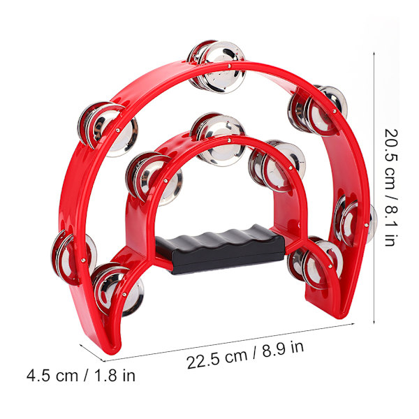 Red Double Row Jingles Tambourine - Perkusjonsmusikkinstrument Red