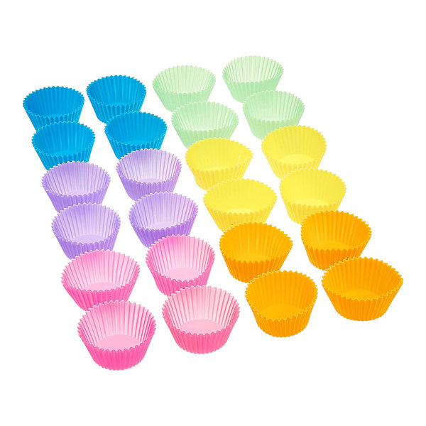 24 stk gjenbrukbare silikon muffinsformer, non-stick muffinsformer