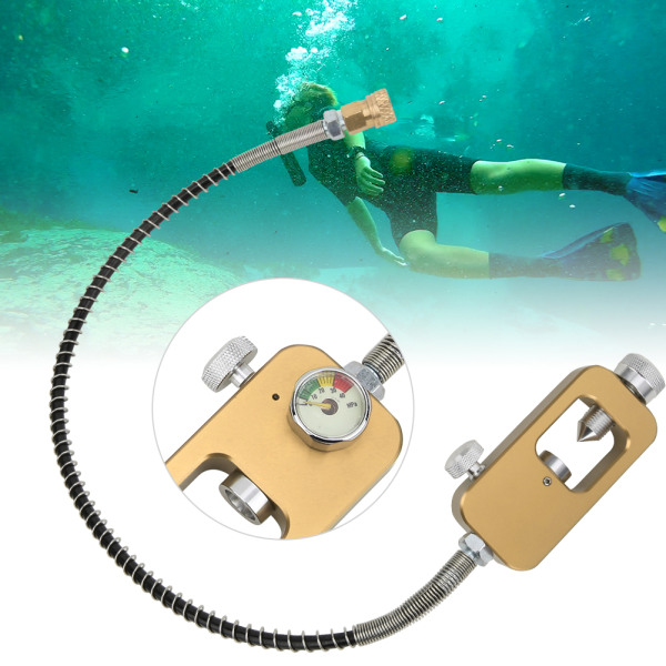 DEDEPU Portable Scuba Diving Adapter 8MM stor flaska till liten flaska Adapterhuvuden med rem Tubegolden