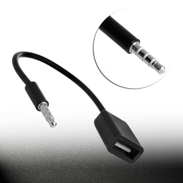 3,5 mm lydpluggkontakt til USB 2.0 hann til hunn omformerledning for bil MP3