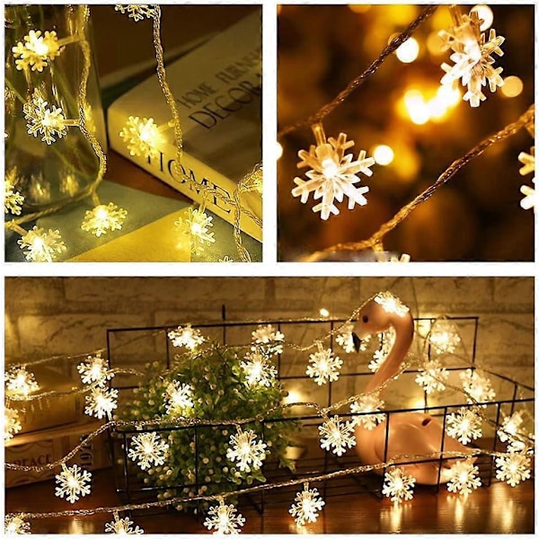 Joulu lumihiutalevanne, Fairy LED -valonauha 6M/40 LED -valonauha, lumihiutalevanne jouluun Halloweenin kiitospäivän koristeeksi