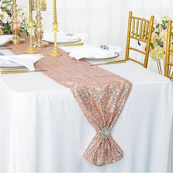Glittrande Roséguld Bordsduk 30x180 cm för Bröllopsfest