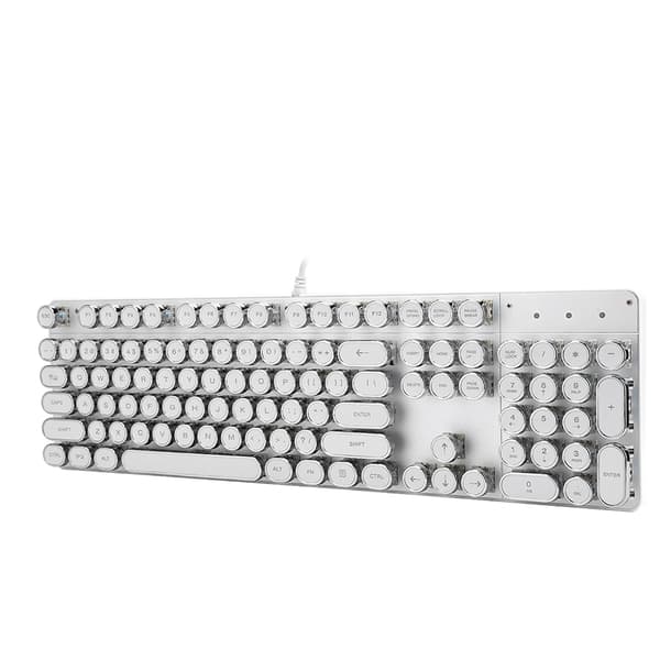 900-5 Hvid Mekanisk Tastatur med Retro Runde Taster Computerdele