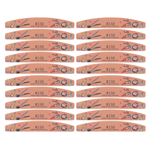 20 st Nagelfil Dubbla Sidor Manikyr Nagelfil Tvättbar Återanvändbar Professionell Half Moon fingernagelfil Nail Art Tools 150 Grit