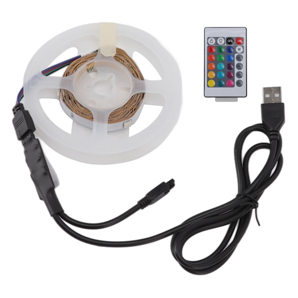 RGB LED-remsor 5V USB RGB LED-remsa med Bluetooth-appkontroll 24 knappar IR-fjärrkontroll för fest bar bröllop 5m / 16,4ft