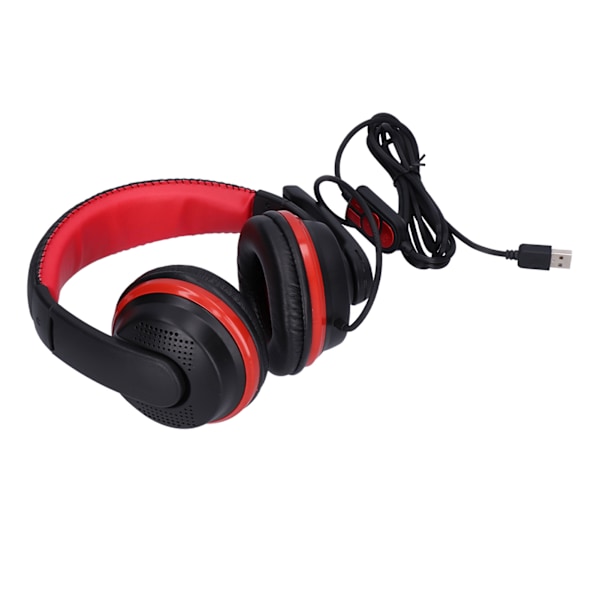 GT-91 Gaming Headset med kabel, USB-spillhodetelefoner med mikrofon og myke øreputer for PC