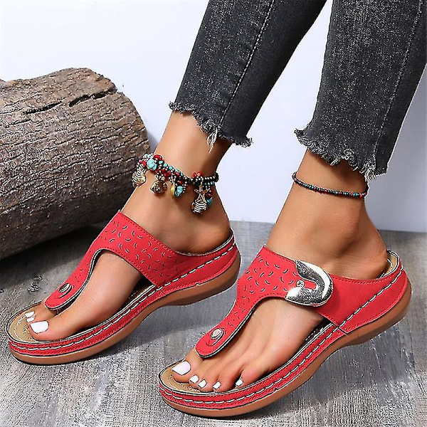 Komfortable Rhinestone Wedge Slippers til kvinder - Skridsikre Sommersandaler38 Sort