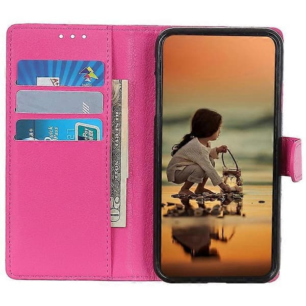 Compatible with Sony Xperia 10 VI Magnetic Case Wallet Leather Phone Case with Litchi Texture Pink