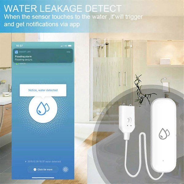 Tuya Zigbee Vattensensor Alarm Vattenläckagedetektor Översvämningsvarning