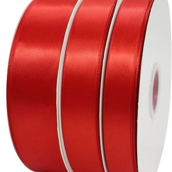 Presentförpackningsband 99,5yd Längd 1,0in Bredd Flexibel Polyester Röd Satängband för Dekoration DIY Hantverk